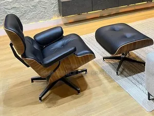Luxury Eames Lounge Chair Ottoman – Black Leat
