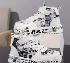 Kids’ White Graphic Sneakers