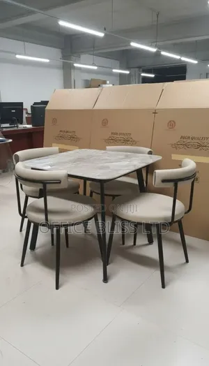 Square Dinning Table(Gray Top) 360 Rotating Dinning Chair