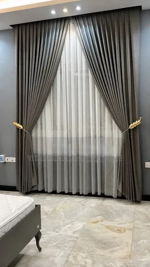 Luxury Mocha Brown Curtain Set With Gold Leaf Tiebacks