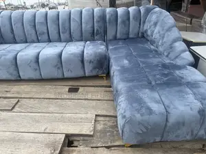 Sleek L-Shaped Piece Made of Soft Gray Velvet,