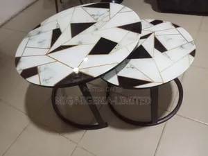 Tempered Glass Surface Centre Table 2in1 Grey and Black Gold Touch