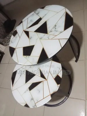 Tempered Glass Surface Centre Table 2in1 Grey and Black Gold Touch
