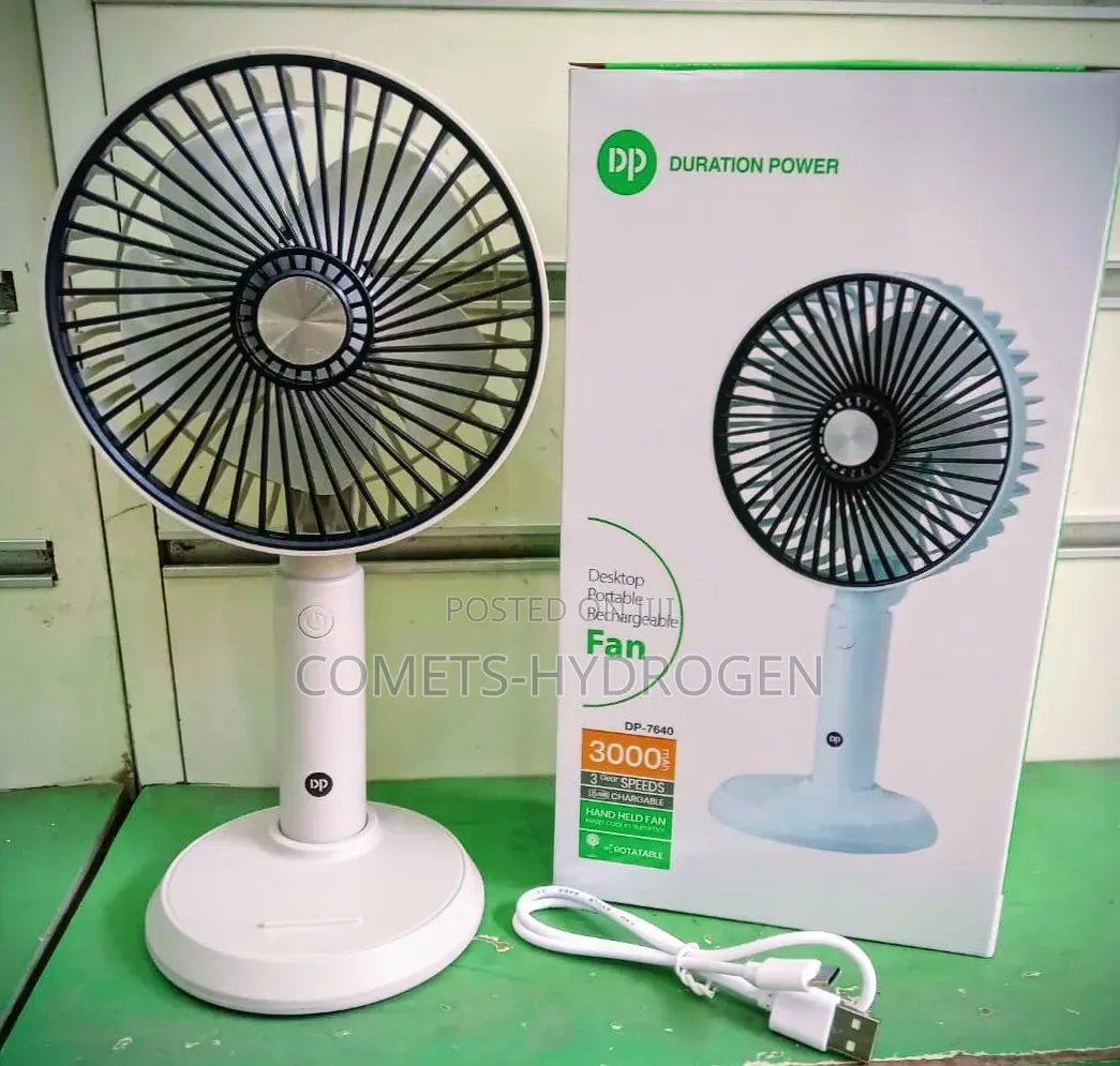 Duration Power DP-7640 Portable Rechargeable Handheld Desktop Fan