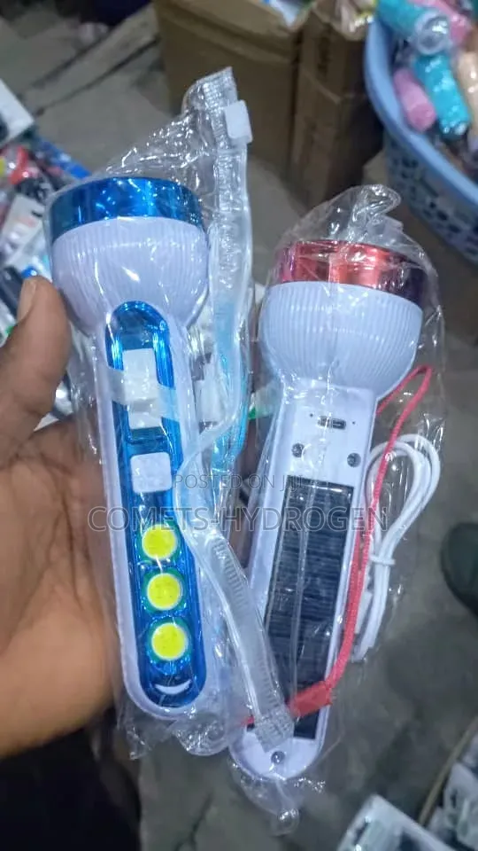 Solar Rechargeable LED Flashlight Torch Light - Emergency Searchlight