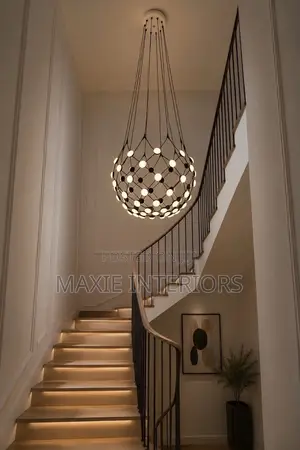 Nordic Postmodern Creative Black White, Lobby, Staircase Chandelier