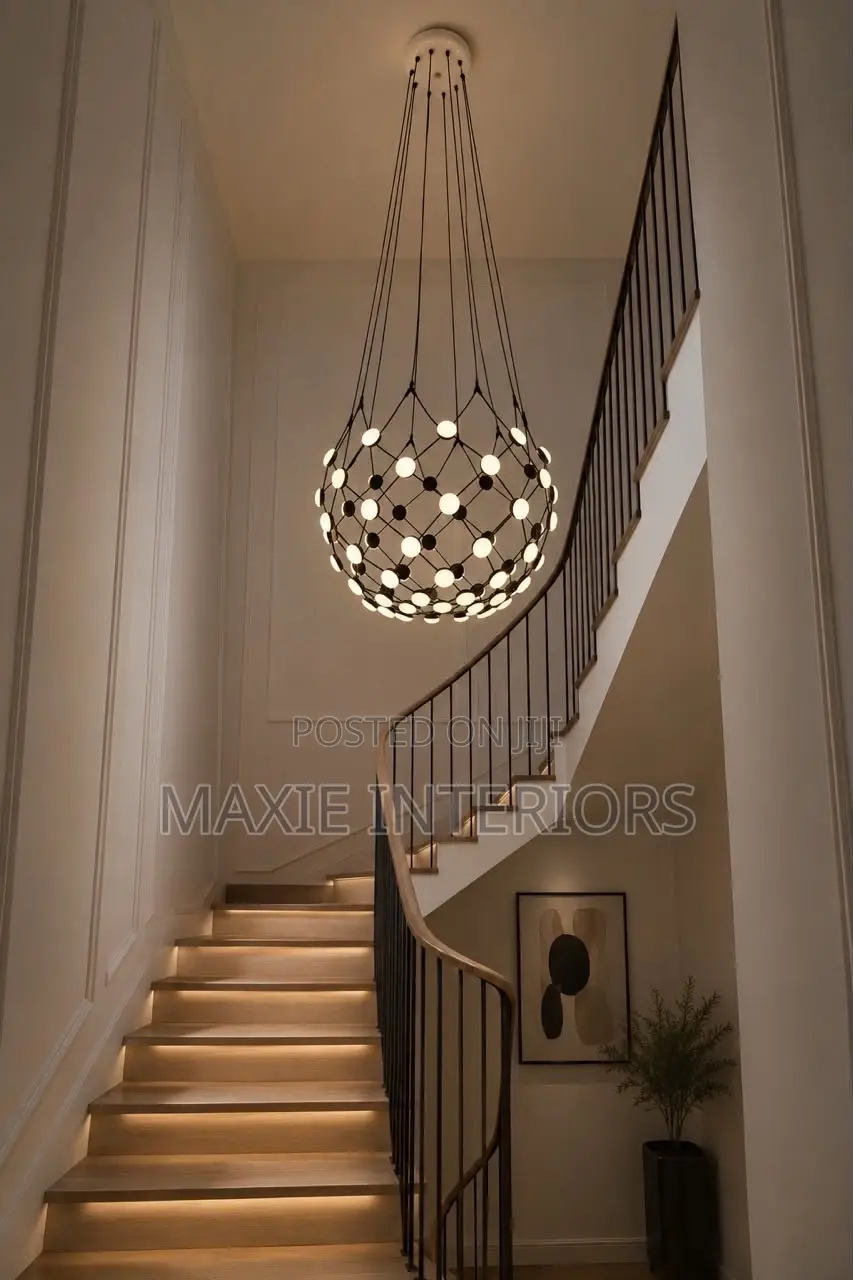 Nordic Postmodern Creative Black White, Lobby, Staircase Chandelier