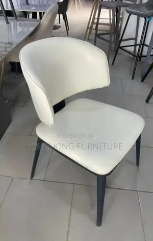Modern Off-White Faux-Leather Curved-Back Dining and Restaurant Chair