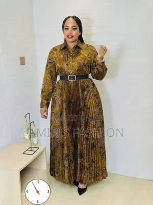 Pleated Long Sleeve Shirt Long Gown