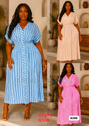 Beautiful Stripes v-Neck Gown