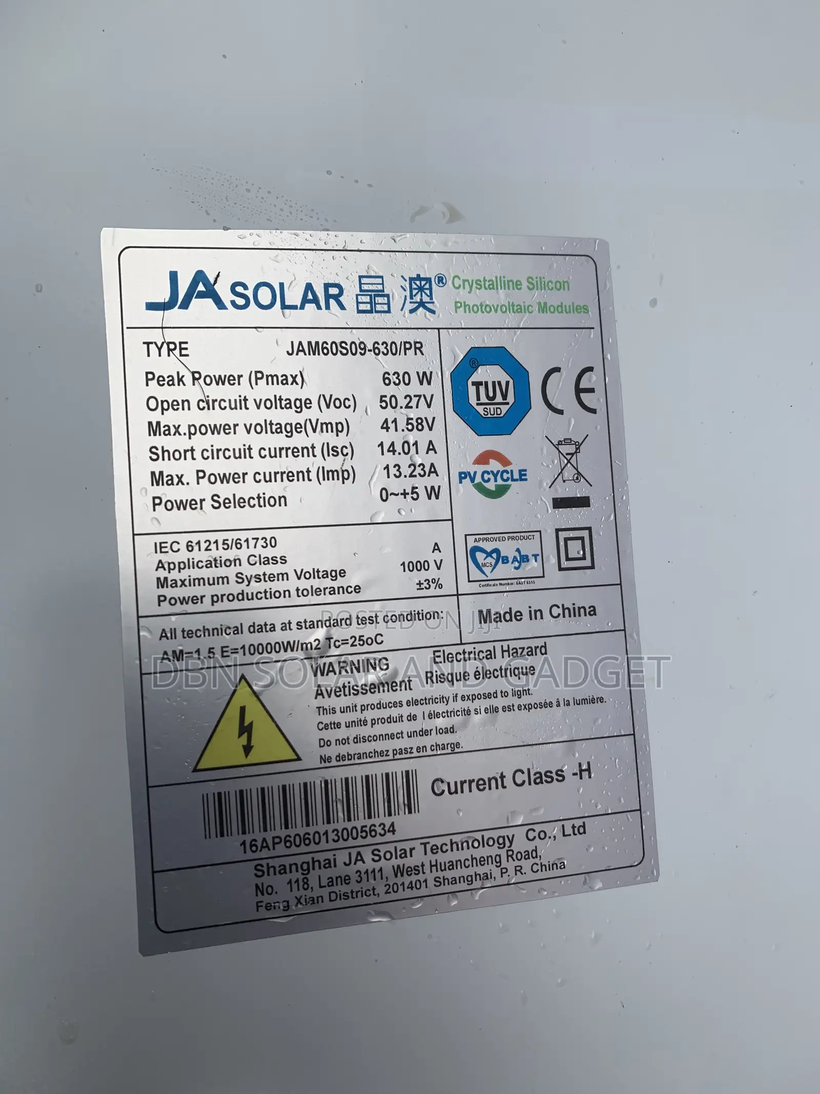 630w JASOLAR MONO SOLAR PANEL HALFCUT 144cell Available in Stock