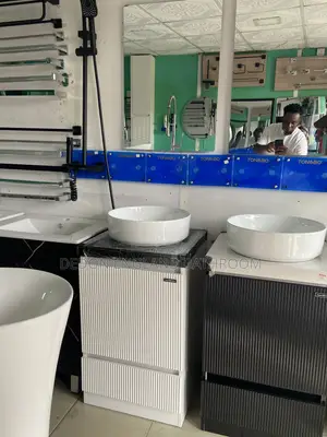 White Line Cabinet Basin With LED Mirror