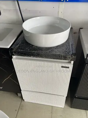 White Line Cabinet Basin With LED Mirror