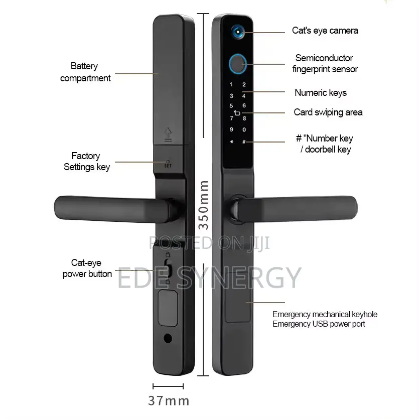 Alluminium Frame Glass Doors Biometric Handle Digital Smartlock