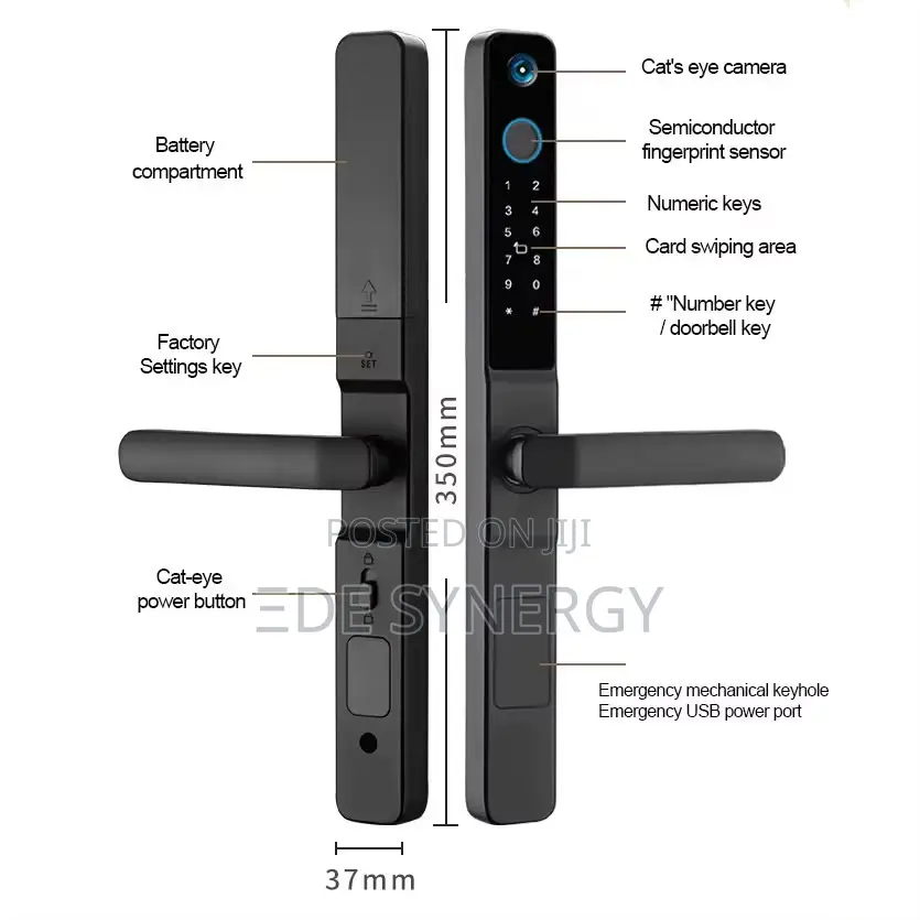 Alluminium Frame Glass Doors Biometric Handle Digital Smartlock