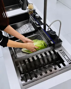 Luxury Smart Kitchen Workstation Sink With Waterfall Faucet