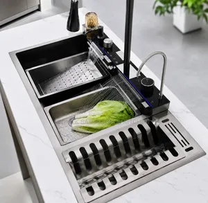 Premium 2-Bowl Multifunction Kitchen Sink With Waterfall Faucet