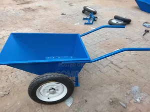 Heavy-Duty Blue Metal Concrete Wheelbarrow