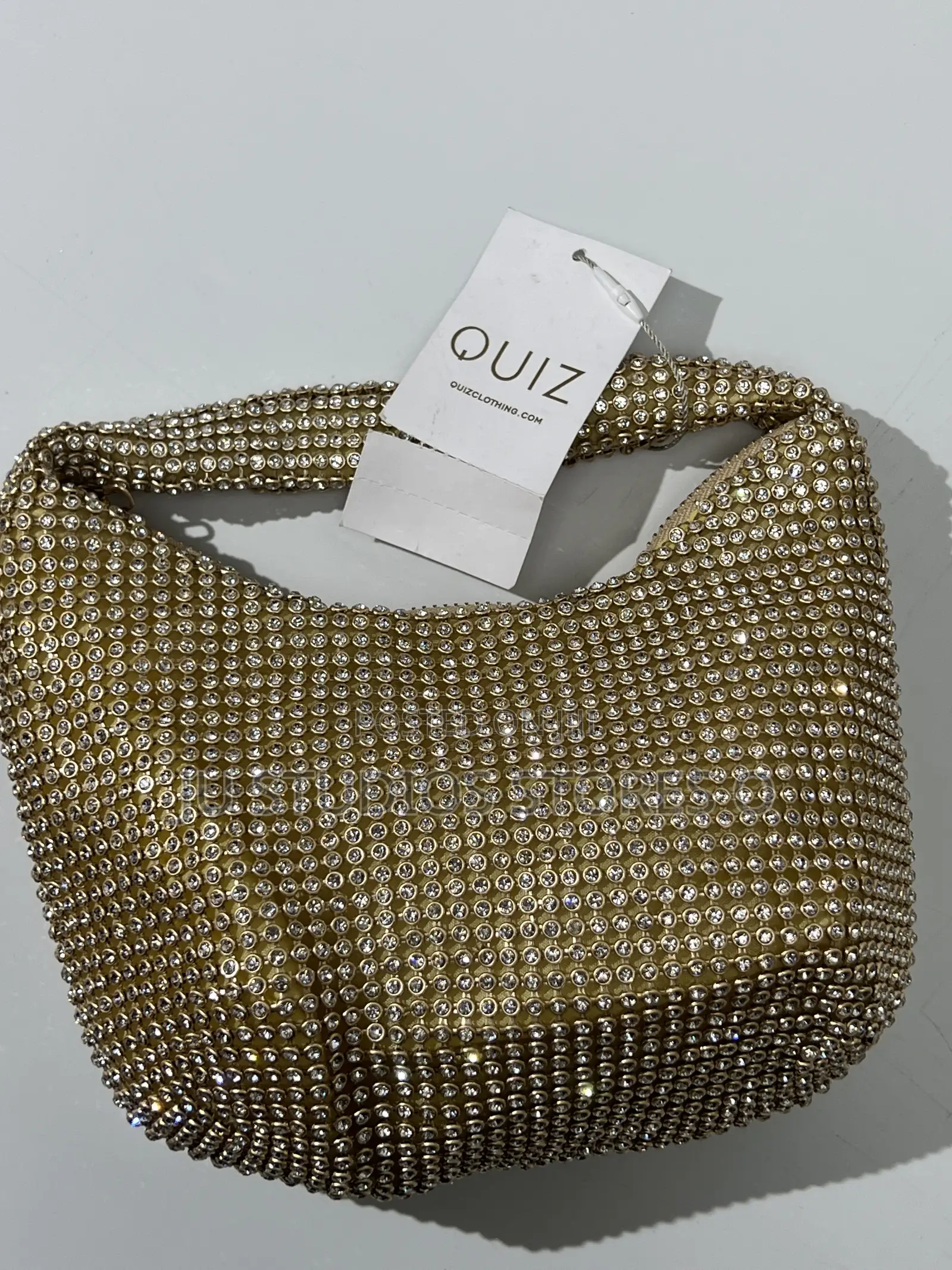 Quiz Gold Rhinestone Shoulder Bag