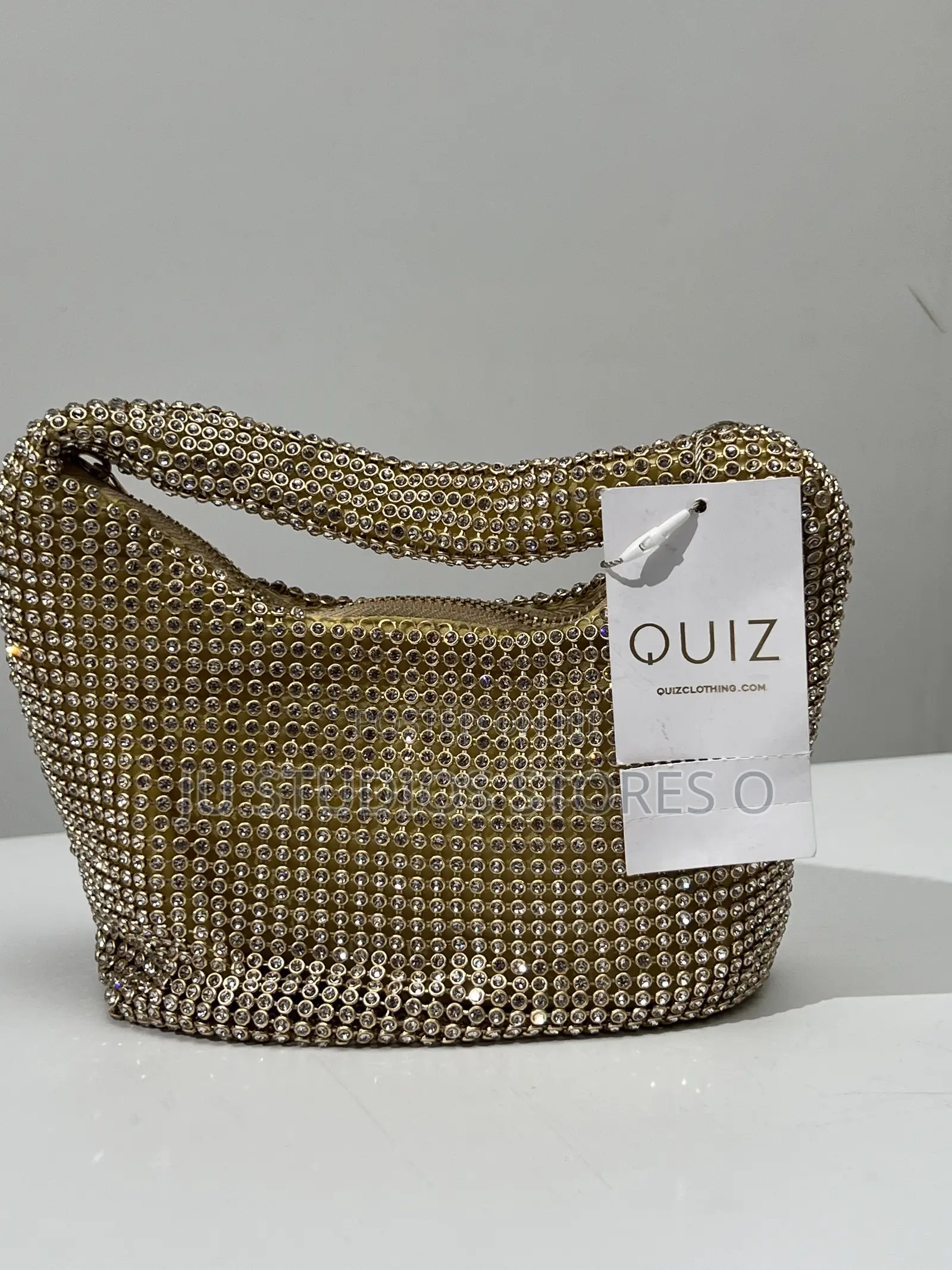 Quiz Gold Rhinestone Shoulder Bag