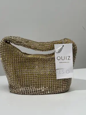 Quiz Gold Rhinestone Shoulder Bag