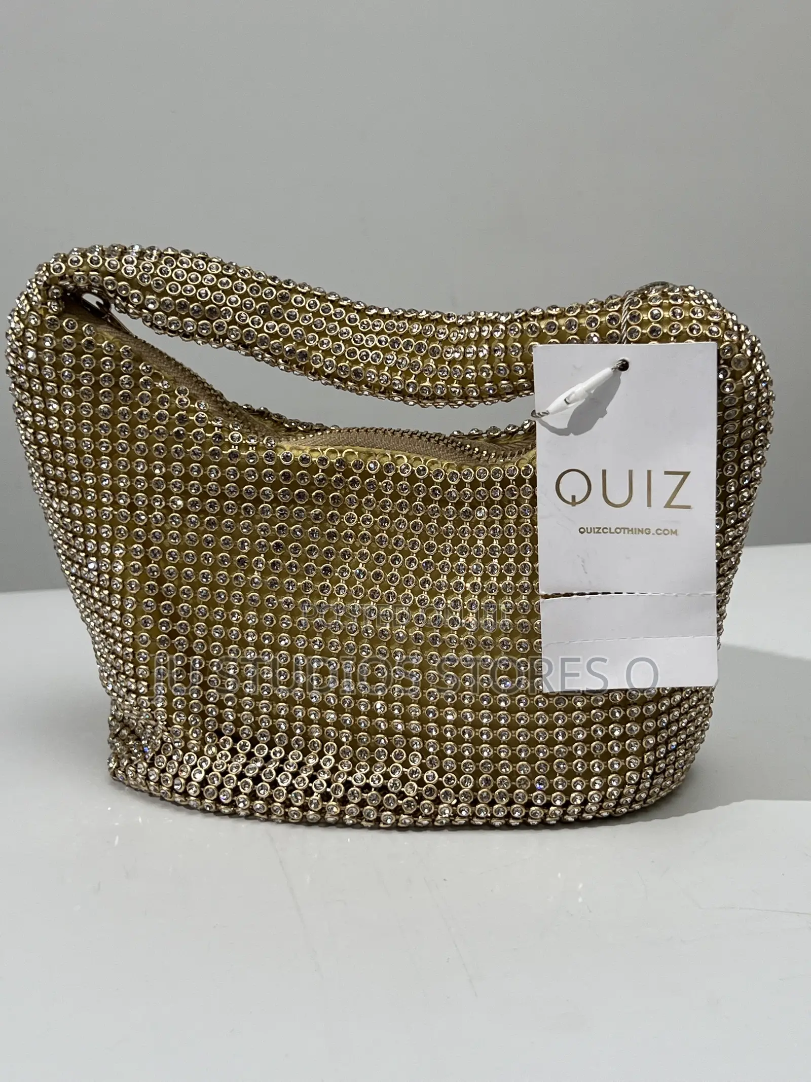 Quiz Gold Rhinestone Shoulder Bag