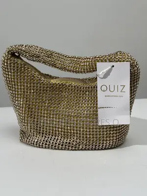 Quiz Gold Rhinestone Shoulder Bag