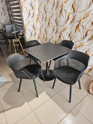 Set of Black Restaurant Chairs and Tables for Restaurants