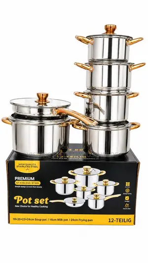 12pcs Premium Stainless Steel Cookware