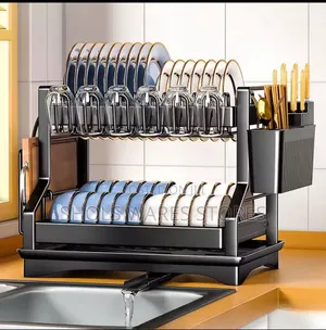Modern 2-Tier Dish Drying Rack With Drip Tray