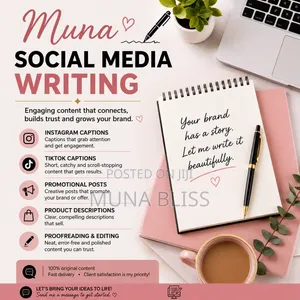 Professional Social Media Caption and Content Writing,Typing