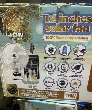 Lion Electric 12-Inch Rechargeable Solar Table Fan