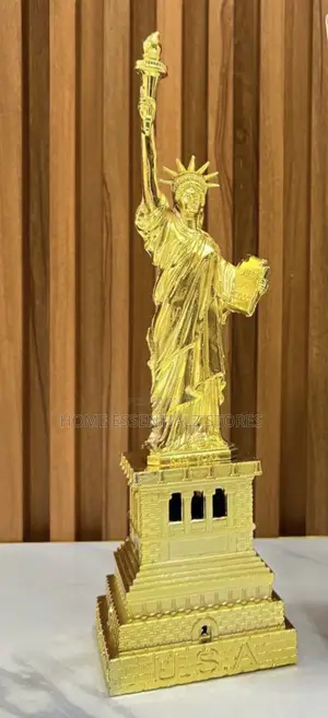 Golden Statue of Liberty Figurine - USA Landmark Decor and Coin Bank