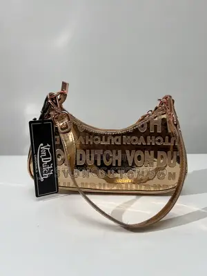 Von Dutch Gold Metallic Logo Shoulder Bag