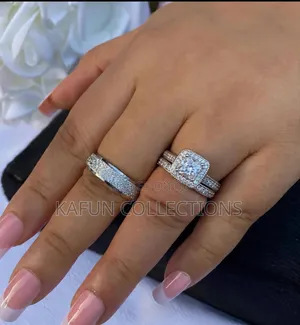 Non-Fading Titanium Steel and Zirconia, Silver Wedding Rings Set
