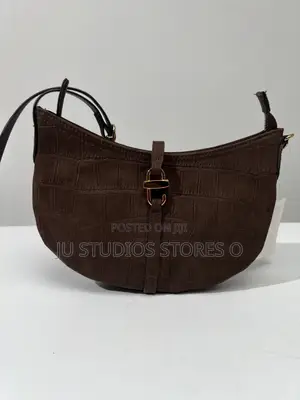 H M Brown Croc-Effect Shoulder Bag