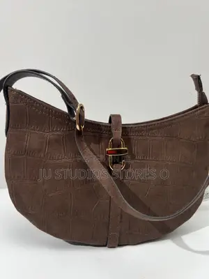 H M Brown Croc-Effect Shoulder Bag