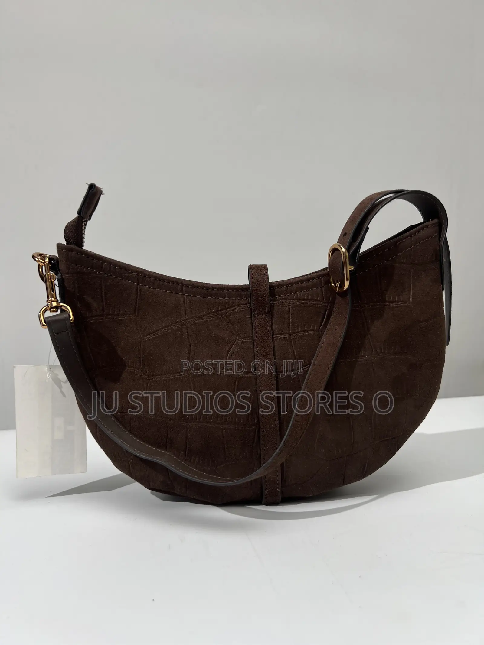 H M Brown Croc-Effect Shoulder Bag
