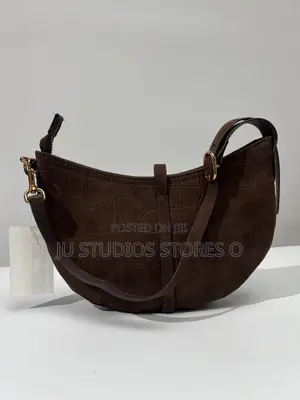 H M Brown Croc-Effect Shoulder Bag