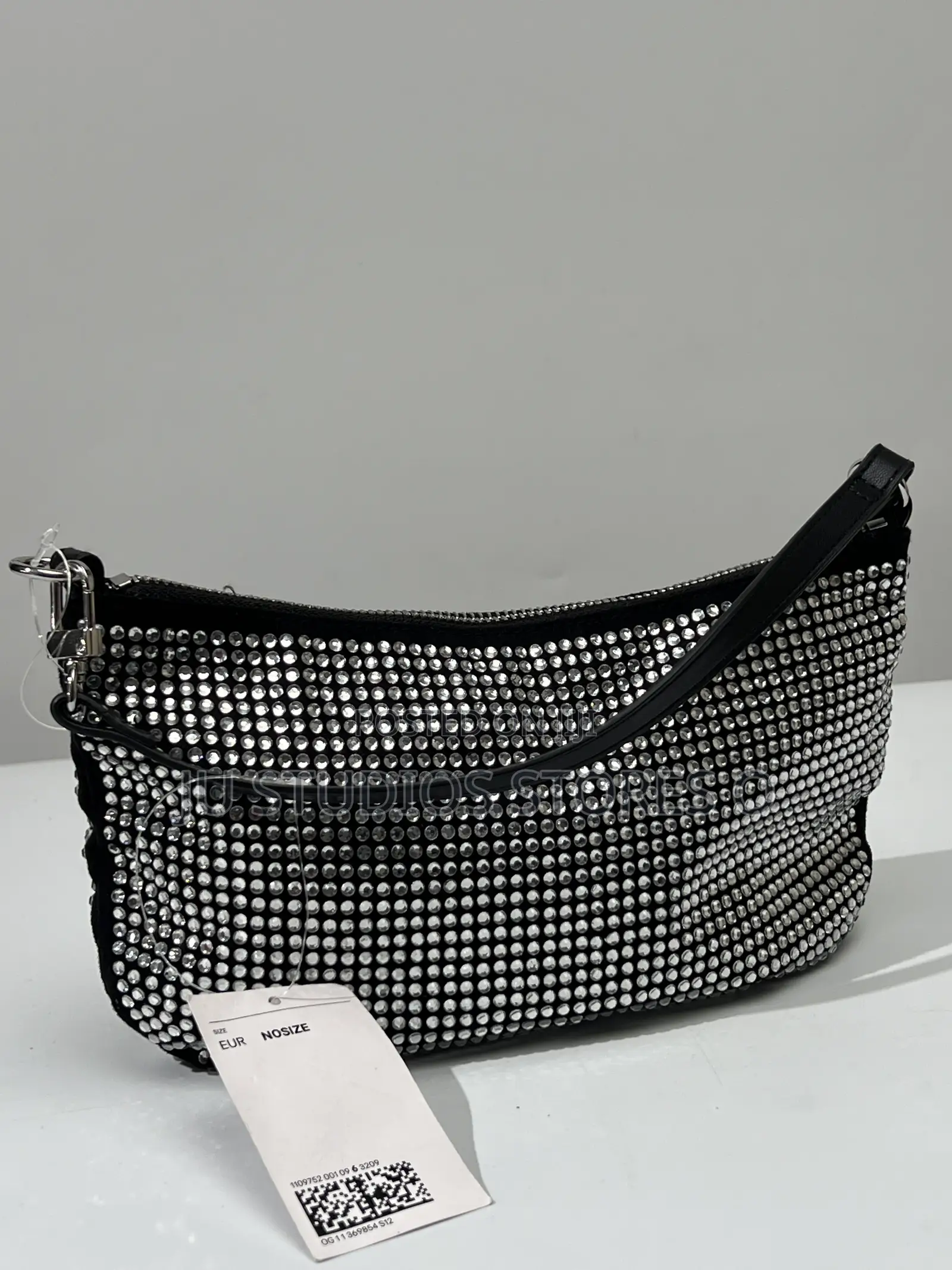 H M Rhinestone Black Shoulder Bag