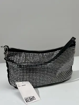 H M Rhinestone Black Shoulder Bag