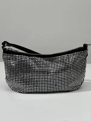 H M Rhinestone Black Shoulder Bag