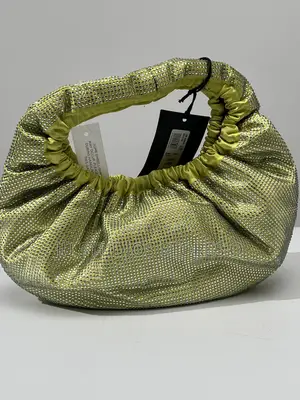 River Island Studio Light Green Rhinestone Ruched Shoulder Bag