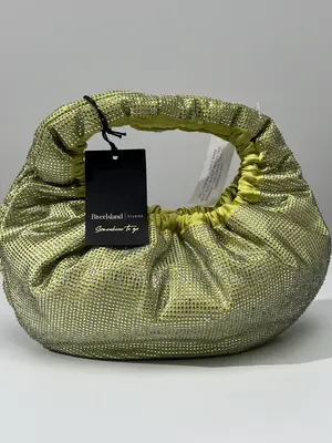 River Island Studio Light Green Rhinestone Ruched Shoulder Bag
