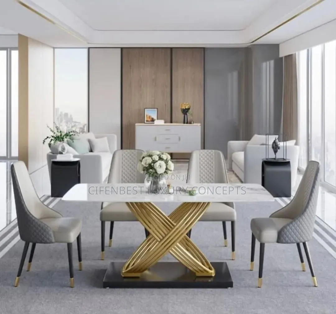 Diagonalbase Dinning Table With 6 Chairs