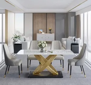 Diagonalbase Dinning Table With 6 Chairs