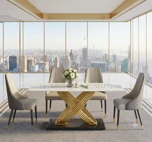 Diagonalbase Dinning Table With 6 Chairs