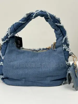 Boohoo Blue Distressed Denim Hobo Shoulder Bag