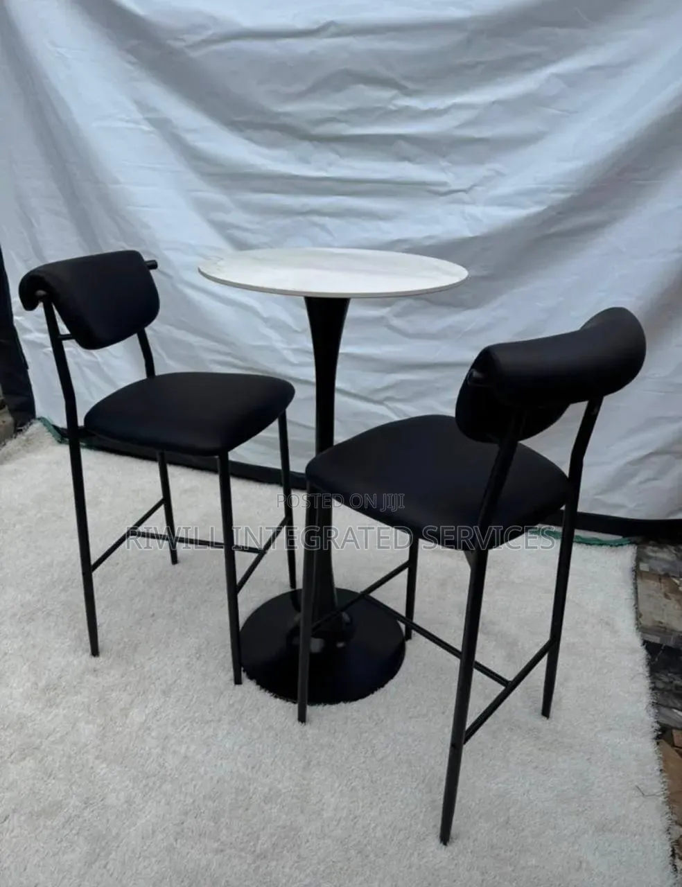 Two Stools and Marble Table