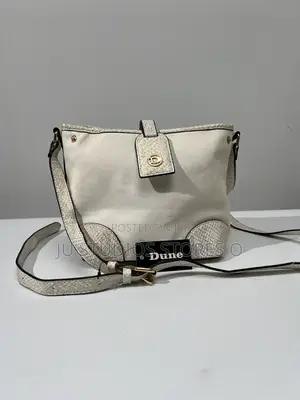 Dune London Off-White Canvas Snakeskin Trim Shoulder Bag